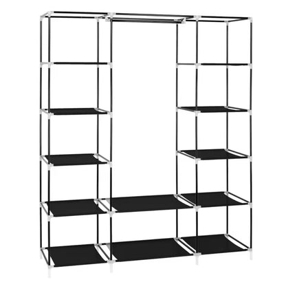 Extra Large 69-Inch Portable Wardrobe – 12-Tier Clothes Storage Rack with Hanging Rail, Foldable Fabric Closet