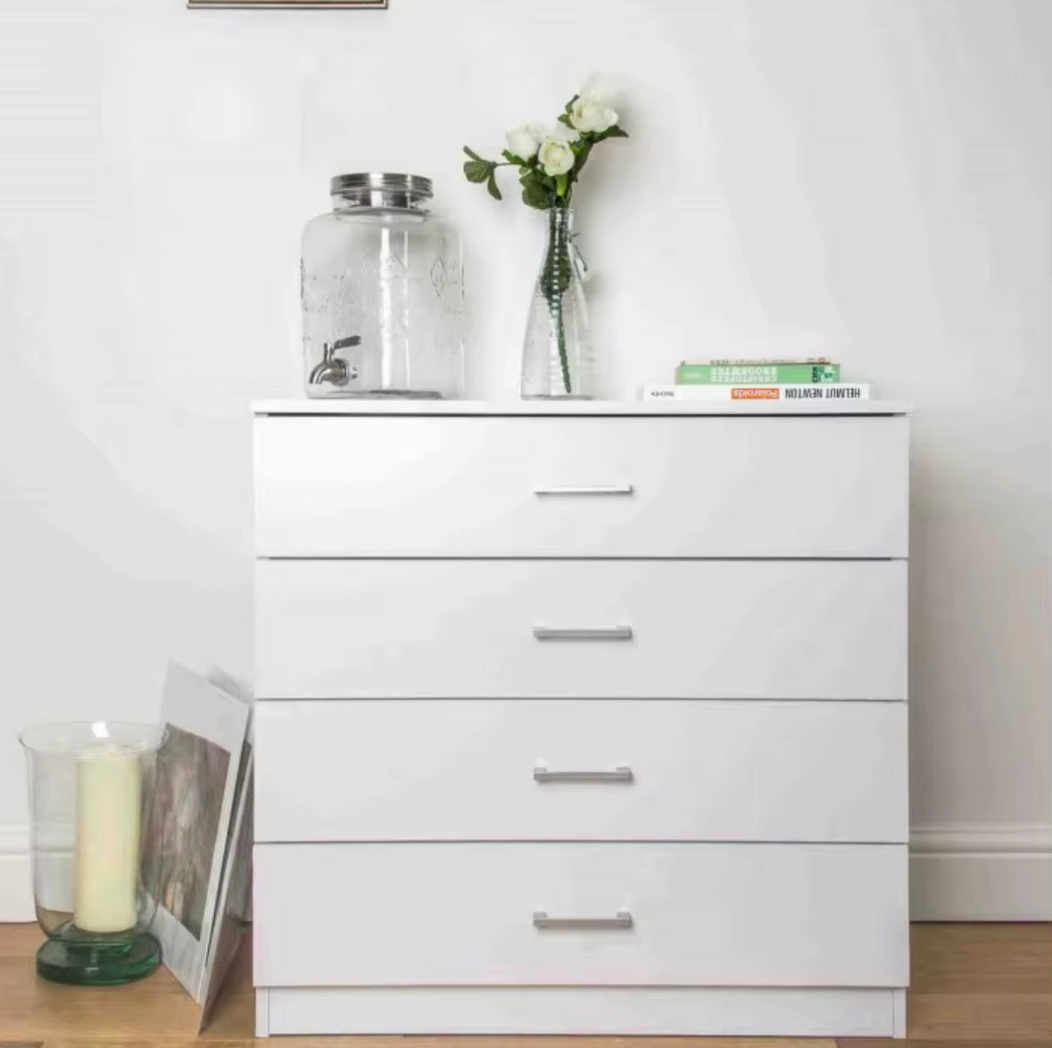 4-Drawer Fabric Storage Chest with Wooden Frame – Vertical Bedroom Dresser & Organiser