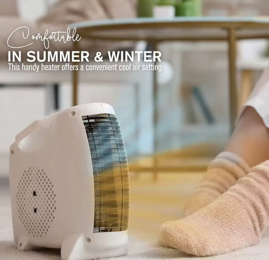 Electric Portable Fan Space Heater – 2 Heat Settings, Adjustable Thermostat &amp; Overheat Protection
