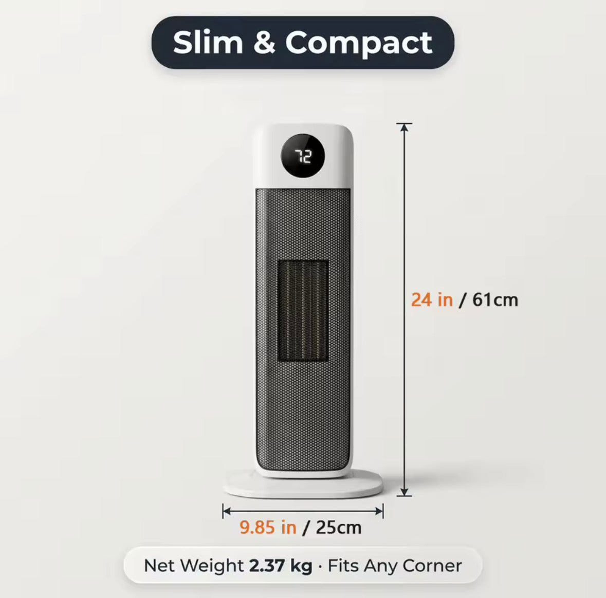 2000W Portable Ceramic Tower Heater – 3-in-1 Heating & Cooling Fan