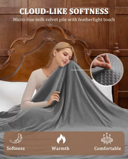 Electric Heated Blanket Throw 160 × 130cm – 6 Heat Settings, 10-Hour Auto Shut-Off &amp; Overheat Protection