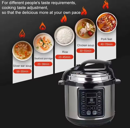 6L 10-in-1 Digital Electric Pressure Cooker 1050W – Multifunctional Slow Cooker, Rice Cooker, Sauté & Keep Warm with 24H Delay Timer