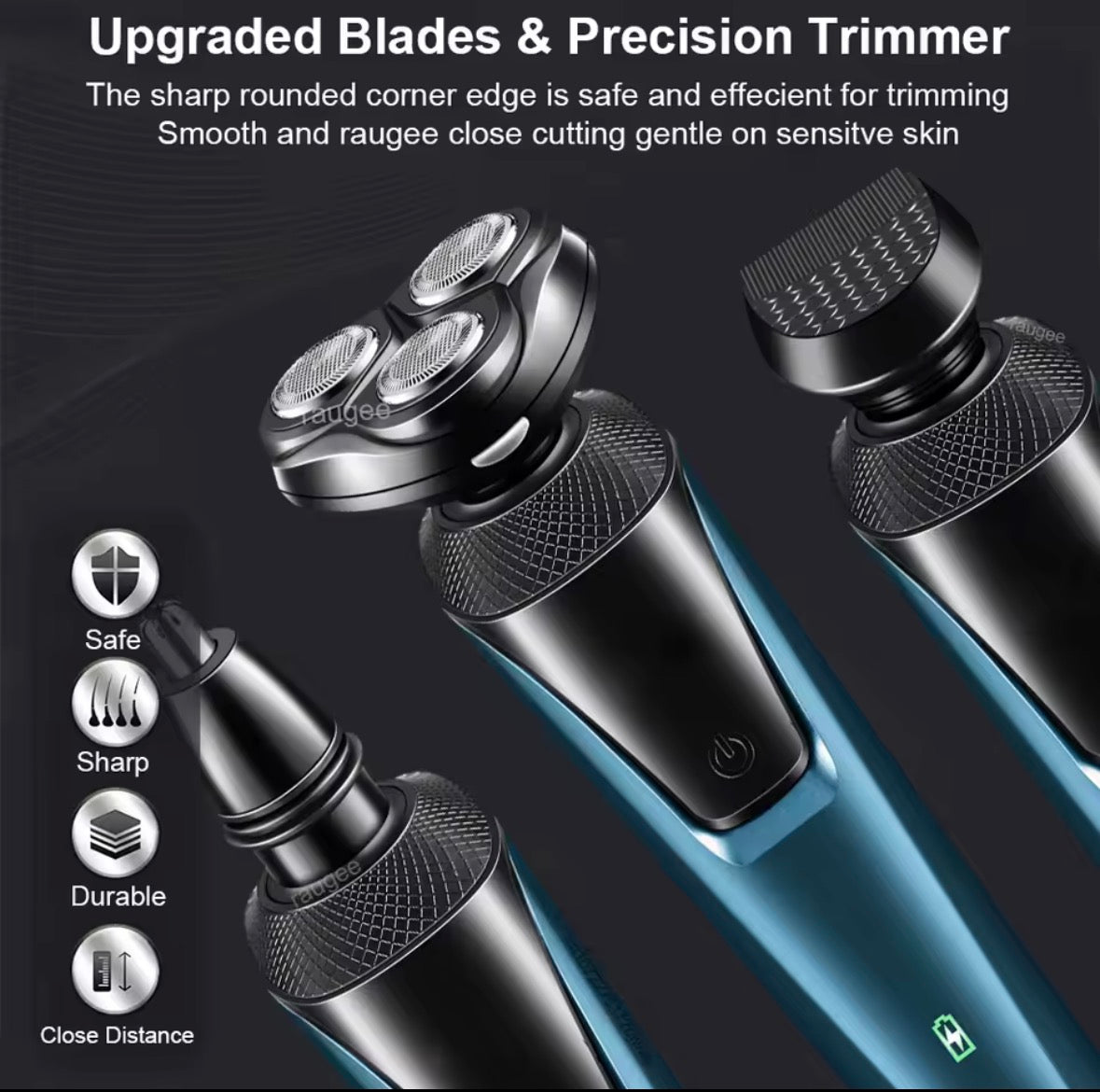 3-in-1 Electric Men's Shaver – USB Rechargeable Floating Blade Razor, Beard Trimmer & Portable Facial Hair Grooming Kit
