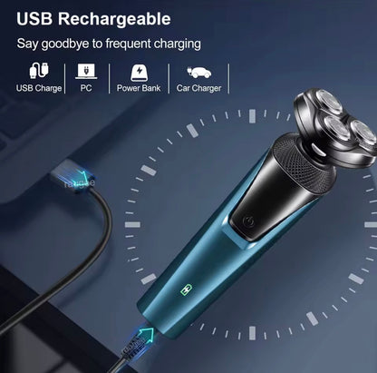 3-in-1 Electric Men's Shaver – USB Rechargeable Floating Blade Razor, Beard Trimmer & Portable Facial Hair Grooming Kit
