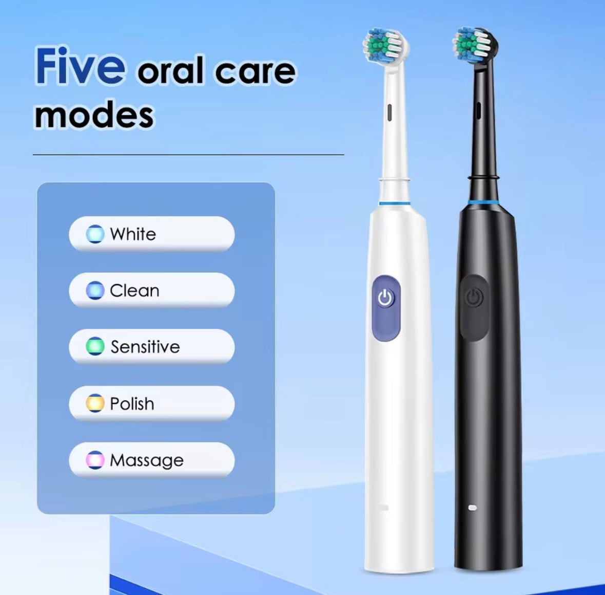 Rechargeable Sonic Electric Toothbrush – 5 Cleaning Modes, Waterproof Design, Built-In Timer & 4 Replacement Brush Heads