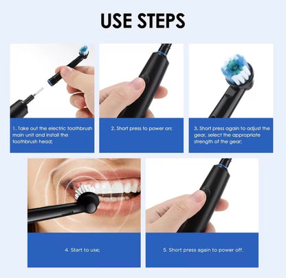 Rechargeable Sonic Electric Toothbrush – 5 Cleaning Modes, Waterproof Design, Built-In Timer & 4 Replacement Brush Heads