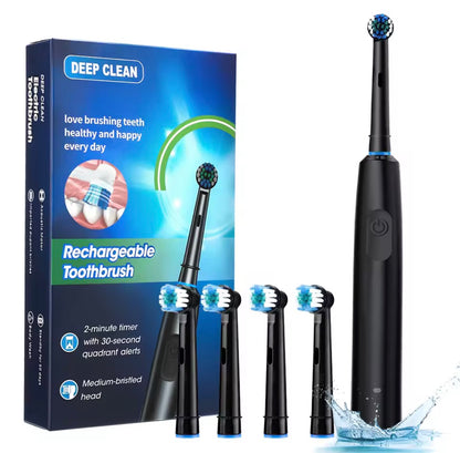 Rechargeable Sonic Electric Toothbrush – 5 Cleaning Modes, Waterproof Design, Built-In Timer & 4 Replacement Brush Heads