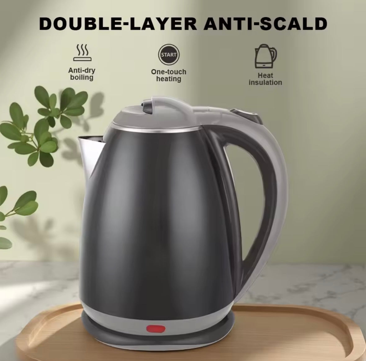 1.8L Stainless Steel Electric Kettle – 1500–2000W Fast Boil Water Boiler, UK Plug, Food-Grade Interior & Dual Power Settings