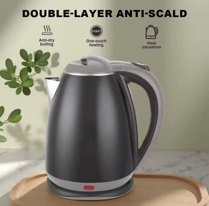 1.8L Stainless Steel Electric Kettle – 1500–2000W Fast Boil Water Boiler, UK Plug, Food-Grade Interior & Dual Power Settings