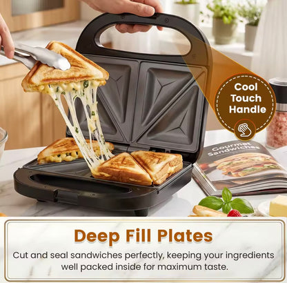 SUPERLEX 750W 2-Slice Sandwich Maker – Non-Stick Toastie Machine with Indicator Lights, Cool-Touch Handle & Compact Design