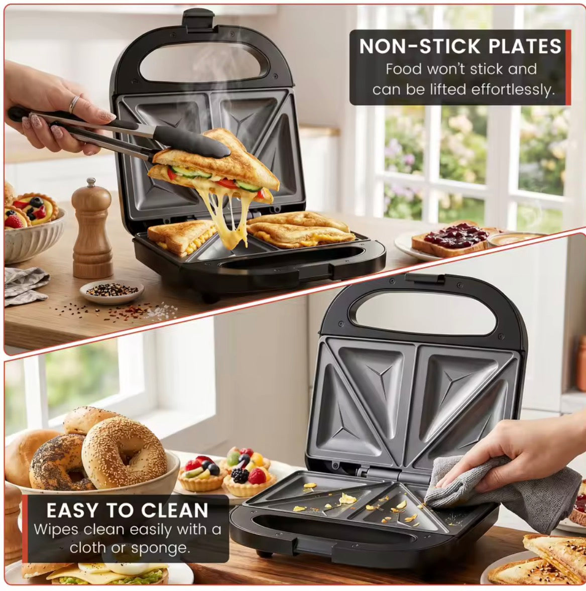 SUPERLEX 750W 2-Slice Sandwich Maker – Non-Stick Toastie Machine with Indicator Lights, Cool-Touch Handle & Compact Design
