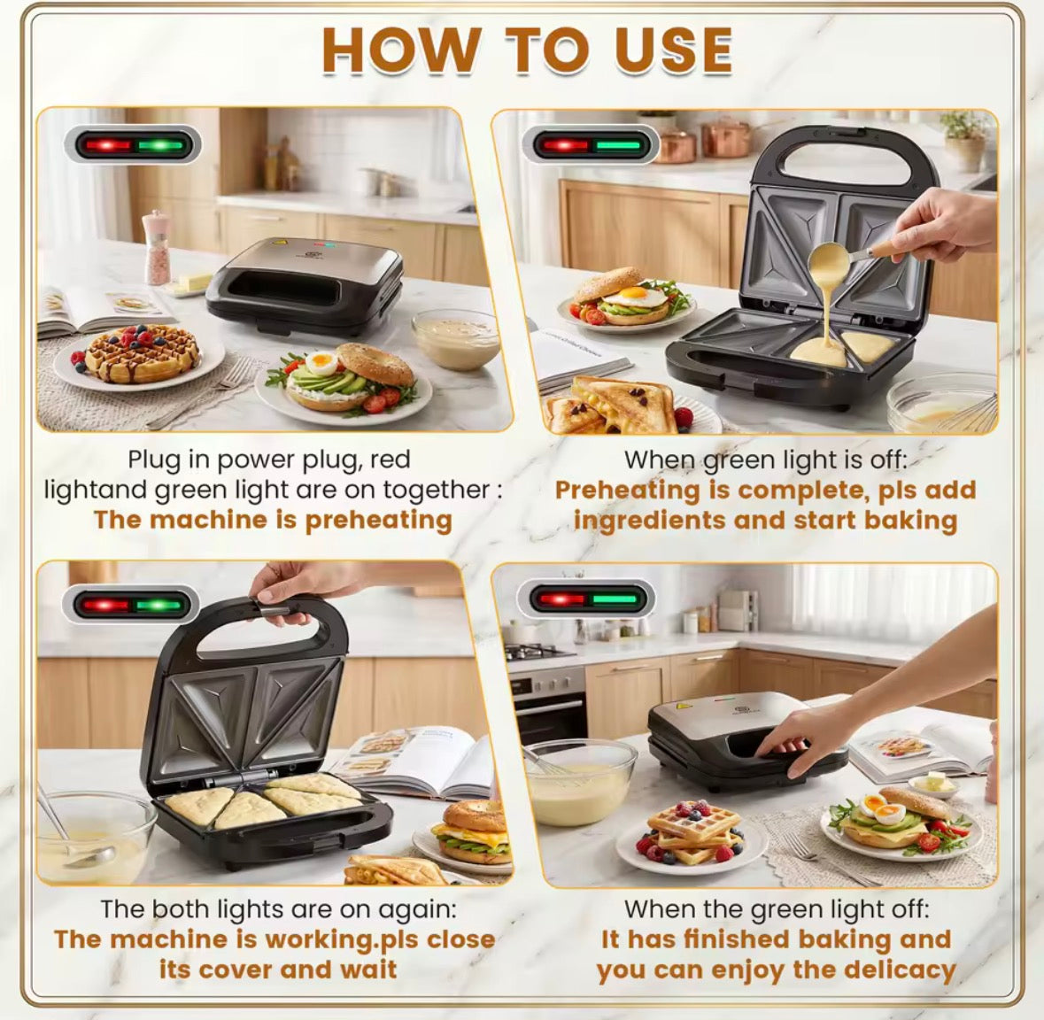 SUPERLEX 750W 2-Slice Sandwich Maker – Non-Stick Toastie Machine with Indicator Lights, Cool-Touch Handle & Compact Design