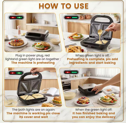 SUPERLEX 750W 2-Slice Sandwich Maker – Non-Stick Toastie Machine with Indicator Lights, Cool-Touch Handle & Compact Design