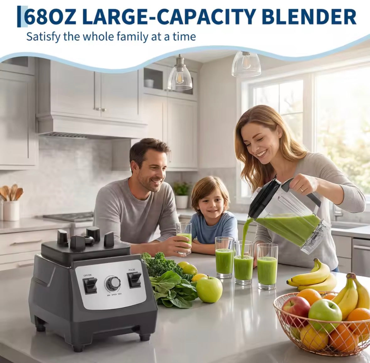 2200W High-Speed Blender – 28,000 RPM, 6-Blade Smoothie Maker with 300ml Tumbler & Stirring Rod