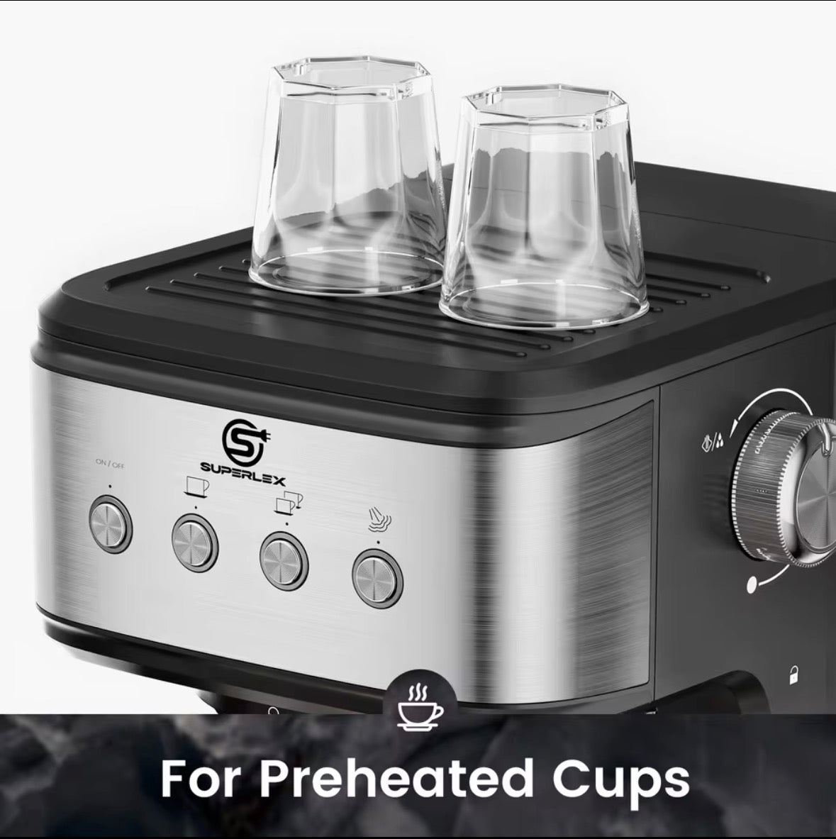 SUPERLEX 1100W Italian Espresso Coffee Machine – High-Pressure Extraction, Built-In Milk Frother & 2-in-1 Coffee Maker