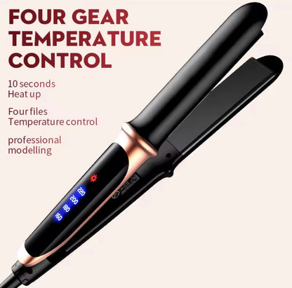 Adjustable Temperature 2-in-1 Hair Curling Iron & Straightener – LED Display, Fringe Styling Clip & Hair Styling Tool