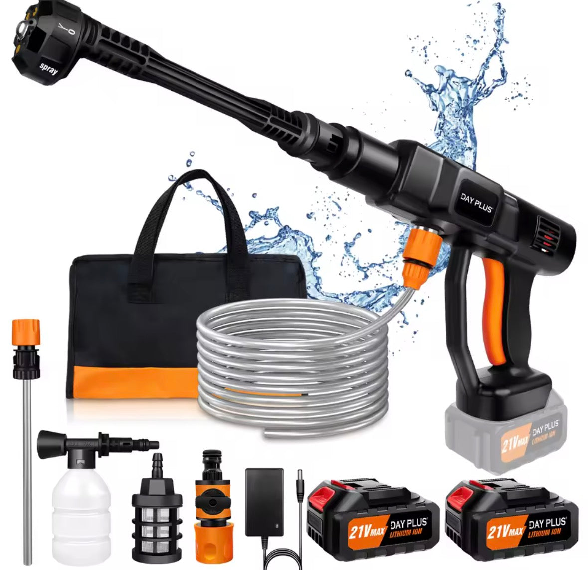 🚿 Cordless Pressure Washer – Includes 2 Batteries!