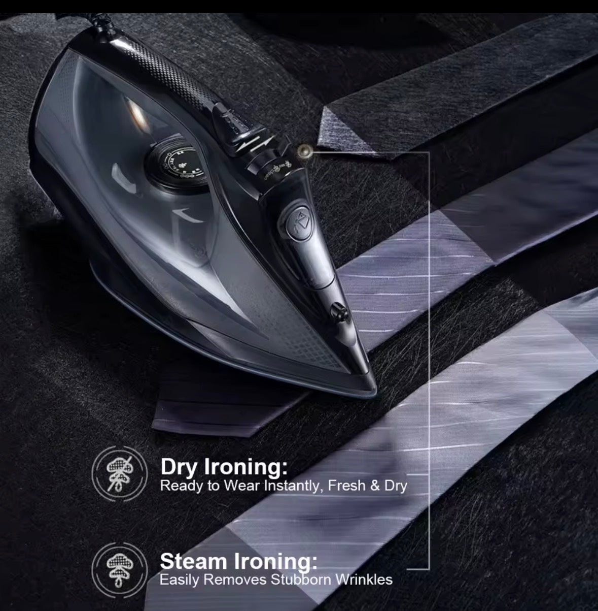 2200W Portable Handheld Steam Iron – 150g/min Steam Boost, 320ml Water Tank & Ceramic Soleplate