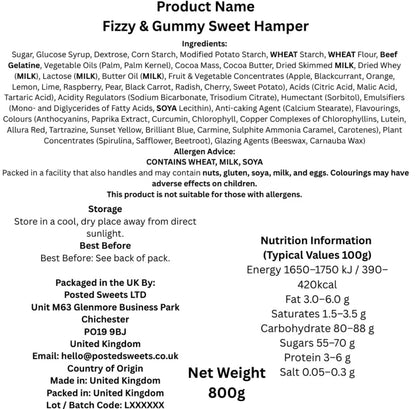 800g Fizzy Fruit & Gummy Sweet Hamper Gift Box – Posted Sweets Pick & Mix Selection