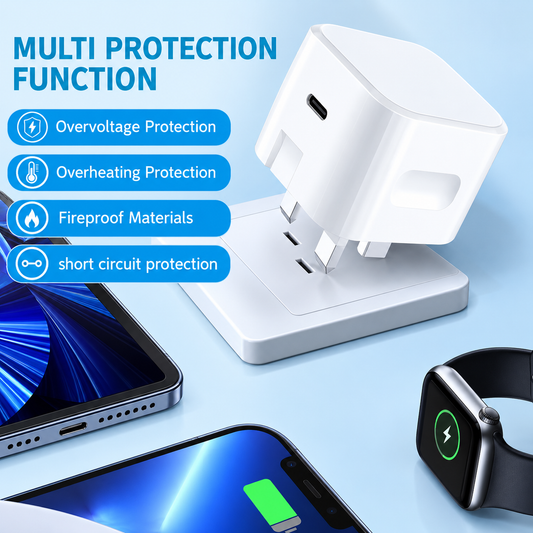 Chargeur USB C standard britannique pour iPhone 15 14 13 Pro à charge rapide