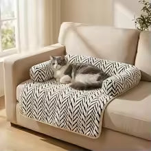 Haustier-Sofabett mit Seitenpolstern, Hunde- und Katzenbett, weich, flauschig, rutschfest, Couch-Schoner, Liegekissen